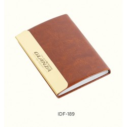 Premium Tan Leather Card Holder with Custom Logo Engraving | # IDF-0189