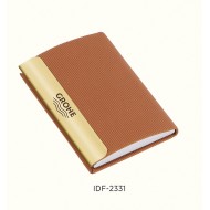 Classic Brown Vegan Leather Card Holder with Custom Logo Engraving | # IDF-2331