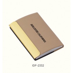 Stylish Light Brown Vegan Leather Card Holder with Custom Logo Engraving | Corporate Gift Supplier | # IDF-2332