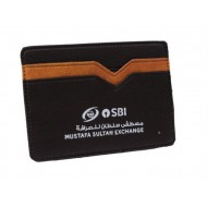 Black and Brown Strip Card Holder with See-Through Pocket | Custom Logo Printing | CH-11