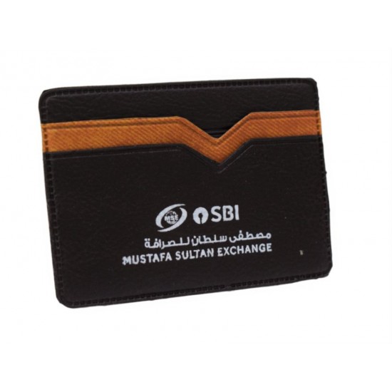 Black and Brown Strip Card Holder with See-Through Pocket | Custom Logo Printing | CH-11 Black and Brown Strip Card Holder with See-Through Pocket | Custom Logo Printing | CH-11