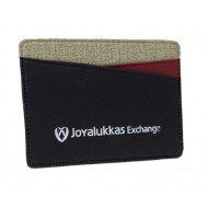 Black Card Holder with Maroon Strip and See-Through Pocket | Custom Logo Printing | CH-12