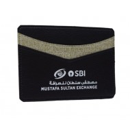 Black Card Holder with Off-White Strip and See-Through Pocket | Custom Logo Printing | CH-13