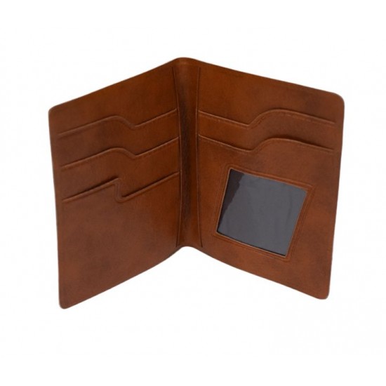 Brown Card Holder with Flap and See-Through Pocket | Logo Printing | CH-9